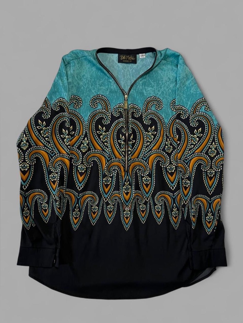 Vintage 00’s Bob Mackie Wearable Art Y2K Casual Zip-Up Blouse. Size M.